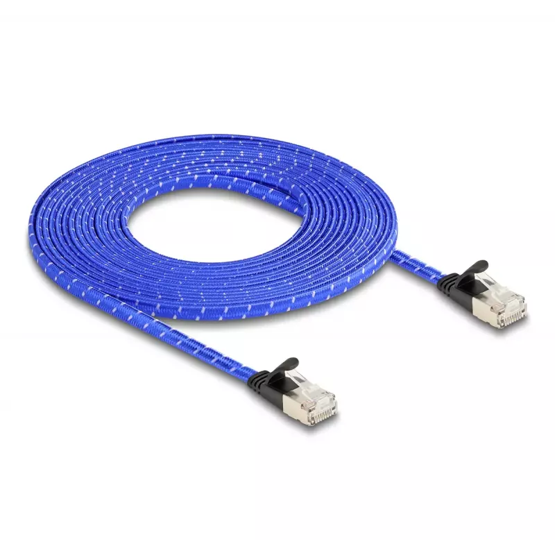 Verkkokaapeli DeLOCK RJ45 litteä Cat.6A 5 m sininen