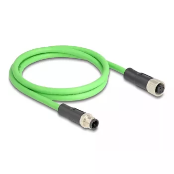 Verkkokaapeli DeLOCK M12-kaapeli D-koodattu 4-napainen pistoke liittimeen PUR (TPU) 2 m