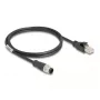 Verkkokaapeli DeLOCK M12-kaapeli A-koodattu 8-pin pistoke RJ45-pistokkeeseen Cat5e 1 m musta