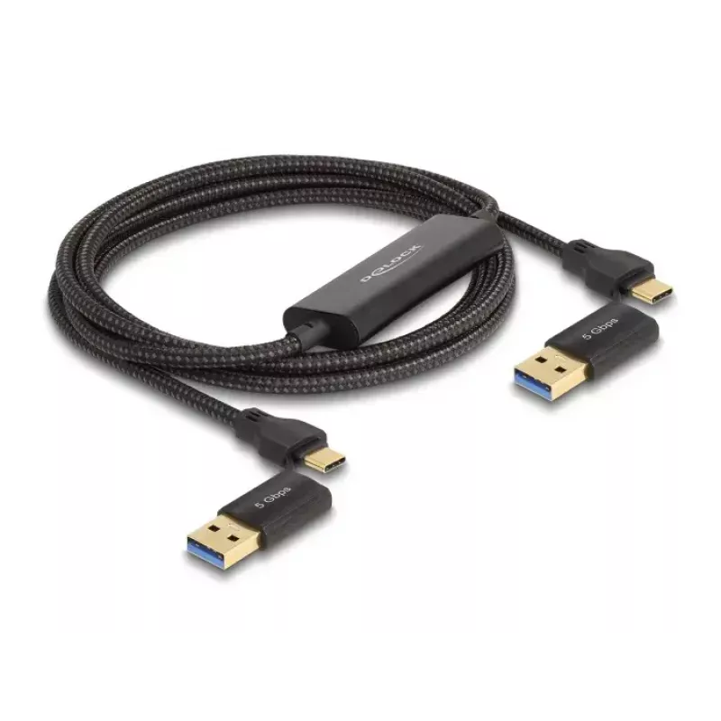 DeLOCK USB Type-C -datalinkkikaapeli + KM-kytkin 2 m 5 Gbps
