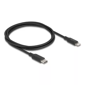 Kaapeli DELOCK USB-C Lightning ohut 1 m, Lightning ↔ USB-C, 9 V 3 A, 3,3 mm, MFi
