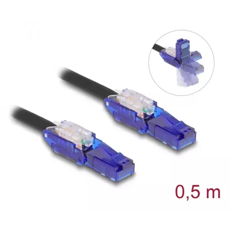 Verkkokaapeli DeLOCK 80925 RJ-45 Cat6 0,5m musta violetti