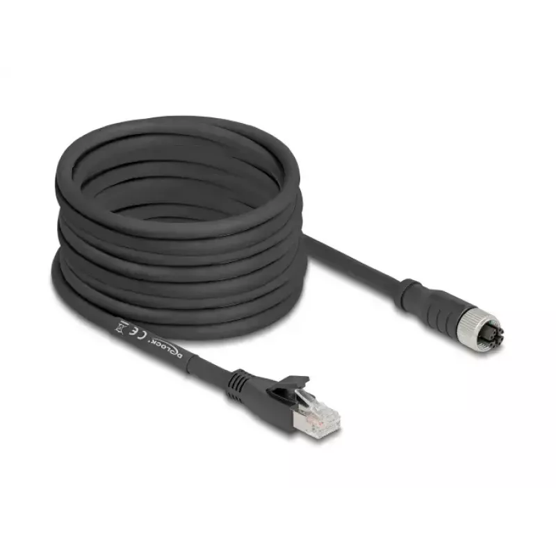 Verkkokaapeli DeLOCK 80595 M12 - RJ-45 Cat5e 10 m musta