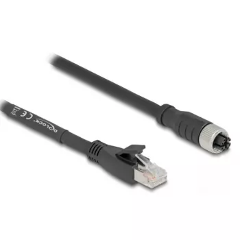 Verkkokaapeli DeLOCK 80595 M12 - RJ-45 Cat5e 10 m musta