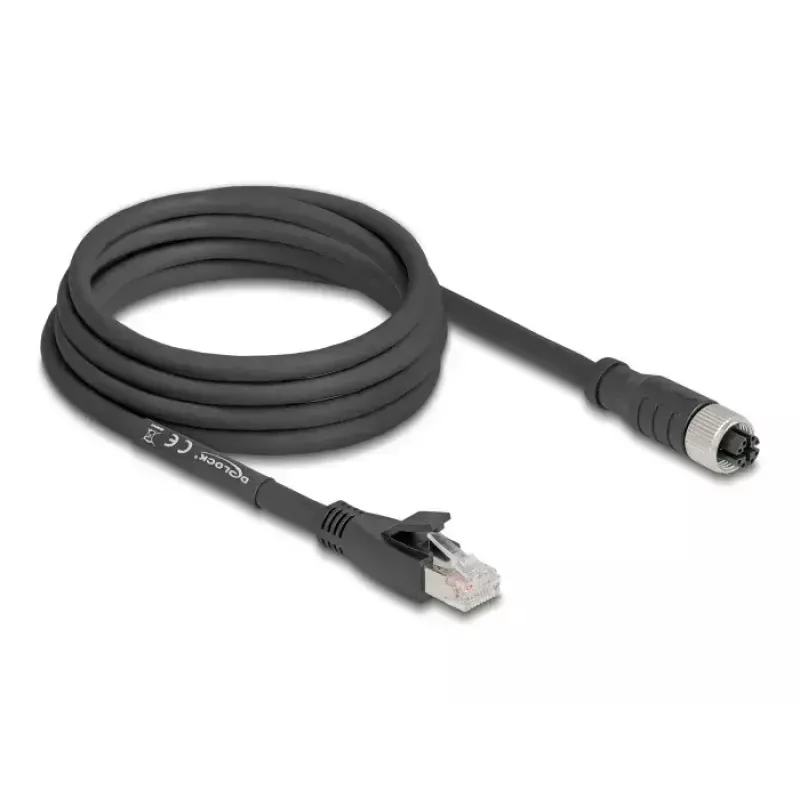 Verkkokaapeli DeLOCK 80591 M12 - RJ-45 Cat5e 3 m musta