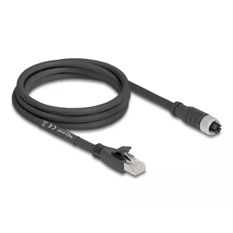 Verkkokaapeli DeLOCK 80590 M12 - RJ-45 Cat5e 2 m musta