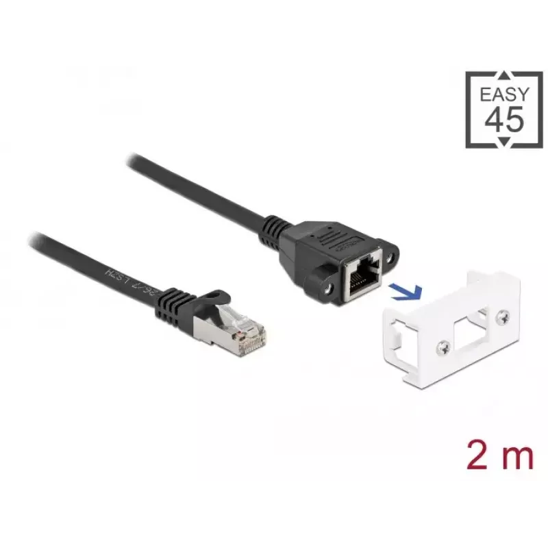 DeLOCK verkkokaapeli 87112 2 m Cat6a S/FTP RJ-45 musta valkoinen