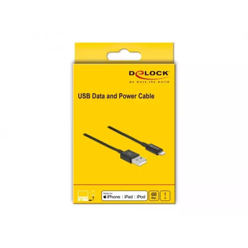 USB-data- ja latauskaapeli DeLOCK 83002 1 m musta