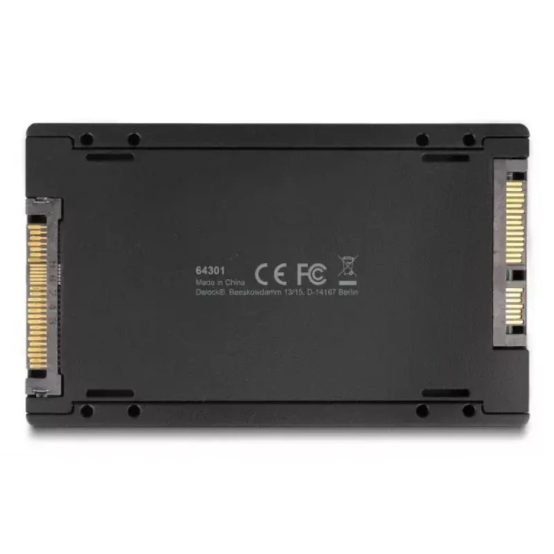 DELOCK liitäntäadapteri U.2 (SFF-8639) - M.2 Key M NVMe SSD, malli 64301, musta, isäntäpistoke
