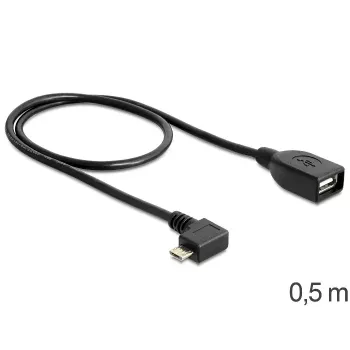 USB-kaapeli Micro-USB B USB A DeLOCK 83271 0,5 m musta