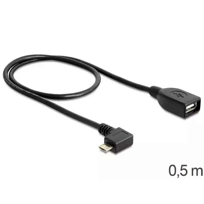 USB-kaapeli Micro-USB B USB A DeLOCK 83271 0,5 m musta