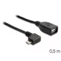 USB-kaapeli Micro-USB B USB A DeLOCK 83271 0,5 m musta