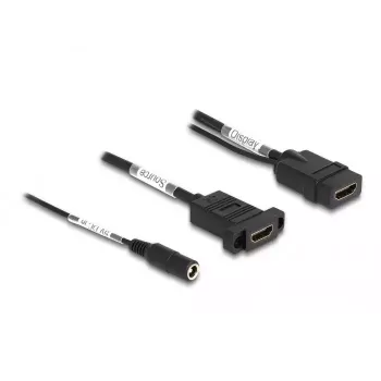 DeLOCK HDMI-kaapeli 4K 60 Hz DC-syötöllä 2,1 x 5,5 mm 0,30 m paneeliasennus