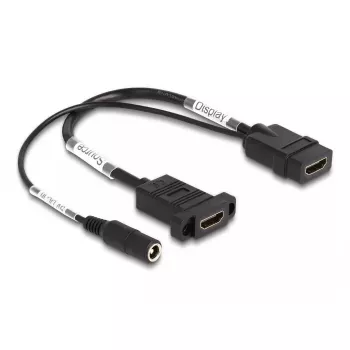 DeLOCK HDMI-kaapeli 4K 60 Hz DC-syötöllä 2,1 x 5,5 mm 0,30 m paneeliasennus