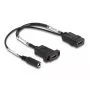 DeLOCK HDMI-kaapeli 4K 60 Hz DC-syötöllä 2,1 x 5,5 mm 0,30 m paneeliasennus