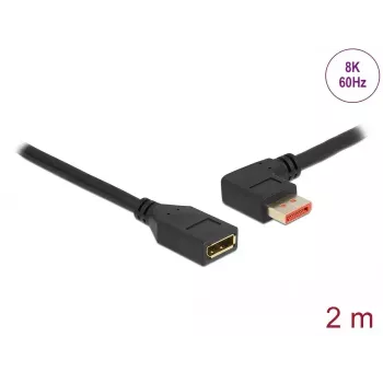 DisplayPort-jatkokaapeli DeLOCK 87075 2 m 90° vasemmalle kulma