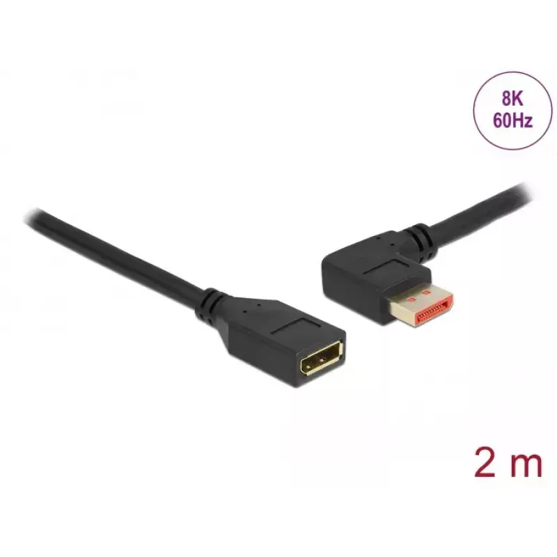 DisplayPort-jatkokaapeli DeLOCK 87075 2 m 90° vasemmalle kulma