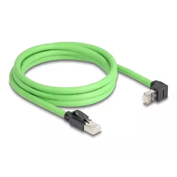Verkkokaapeli DeLOCK RJ45 Cat.6A uros-uros ylöspäin kulma 2 m vihreä