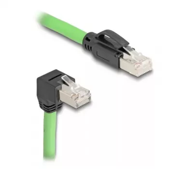 Verkkokaapeli DeLOCK RJ45 Cat.6A uros-uros alaspäin kulma 2 m vihreä