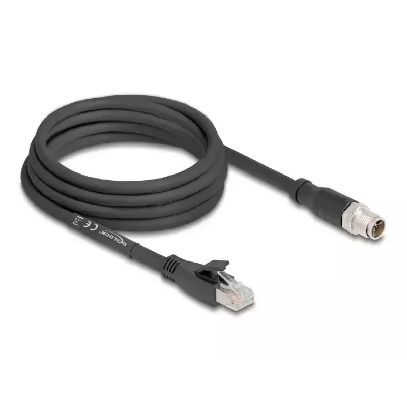Verkkokaapeli DeLOCK 80580 M12 RJ-45 Cat5e 3 m musta
