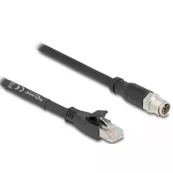 Verkkokaapeli DeLOCK 80577 M12 – RJ-45 Cat5e 1 m musta