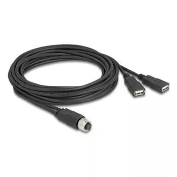 DeLOCK 60651 anturi-/toimilaitekaapeli 3 m M12 2 x USB Type-A musta