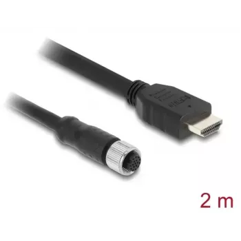 DELOCK M12 A-koodattu 17-napainen (liitin) - HDMI (pistoke) kaapeli 2 m