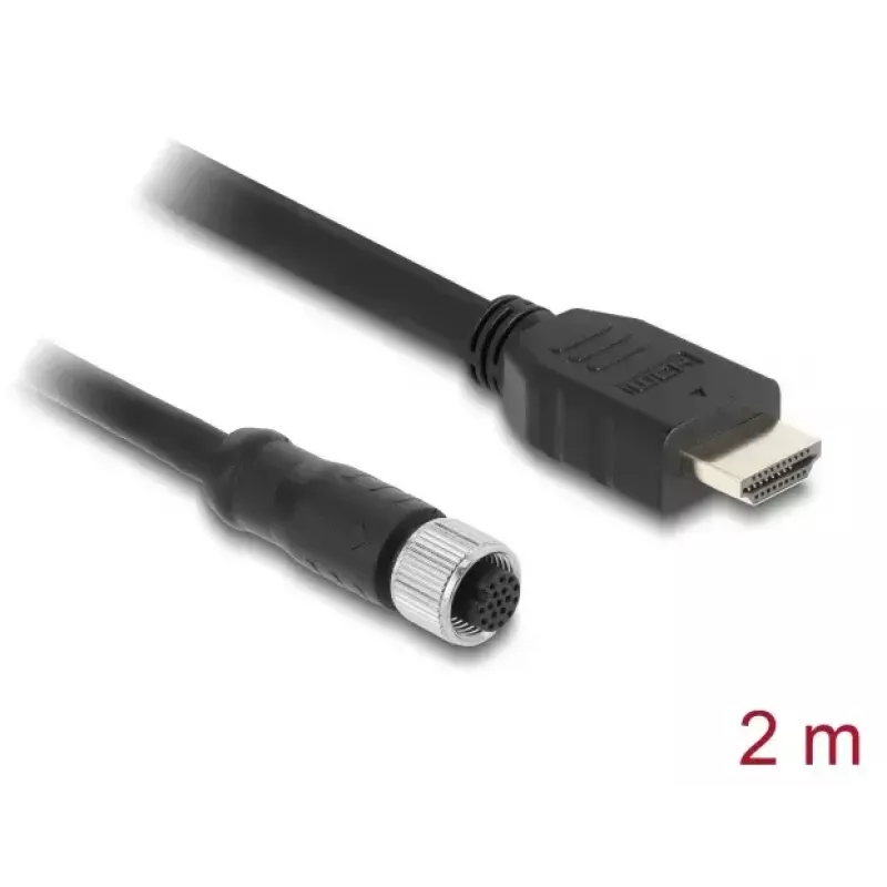DELOCK M12 A-koodattu 17-napainen (liitin) - HDMI (pistoke) kaapeli 2 m