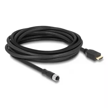 Kaapeli DELOCK M12 A-koodattu 17-napainen liitin - HDMI pistoke 5 m musta