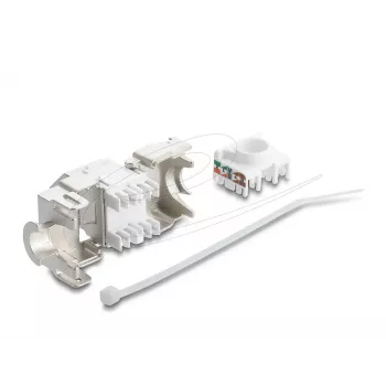 Delock 90938 Keystone-moduuli RJ45 - LSA Cat.6A, 45 asteen kulma, suojattu, 180 asteen kaapelinvienti, työkaluton