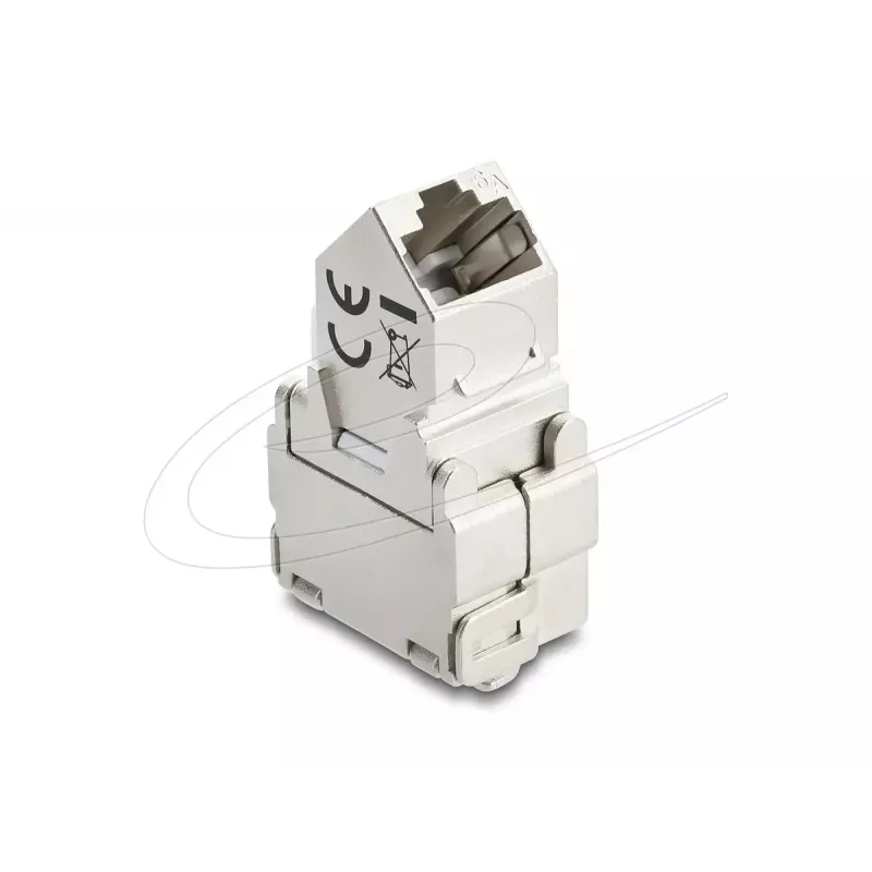 Delock 90938 Keystone-moduuli RJ45 - LSA Cat.6A, 45 asteen kulma, suojattu, 180 asteen kaapelinvienti, työkaluton