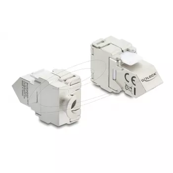 Delock 90938 Keystone-moduuli RJ45 - LSA Cat.6A, 45 asteen kulma, suojattu, 180 asteen kaapelinvienti, työkaluton