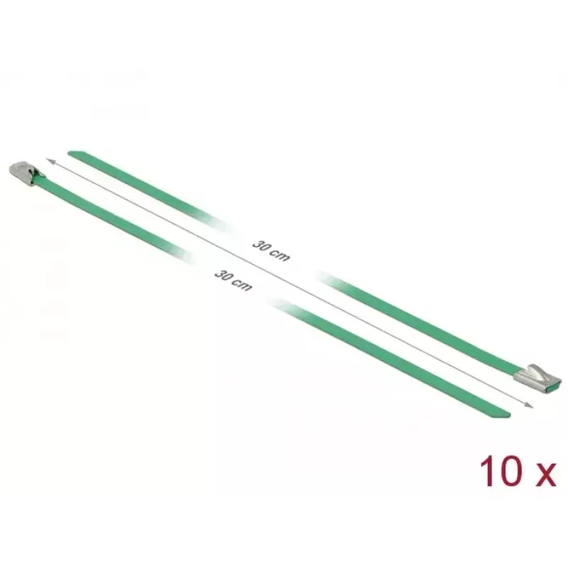 Kaapelikiinnike DeLOCK 18802 teräs vihreä 300 mm 10 kpl