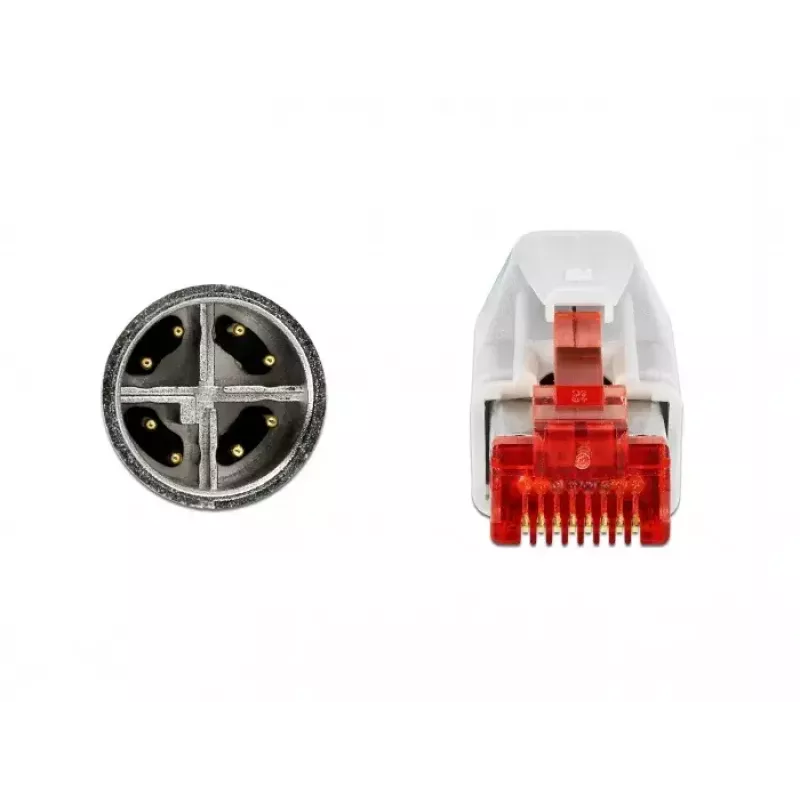 DeLOCK 85425 teollisuusverkkokaapeli M12 X-koodattu 8-napainen liitin - RJ45-liitin, 1 m, vedensininen