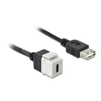 Keystone-moduuli DeLOCK 86391 USB C litteä musta valkoinen