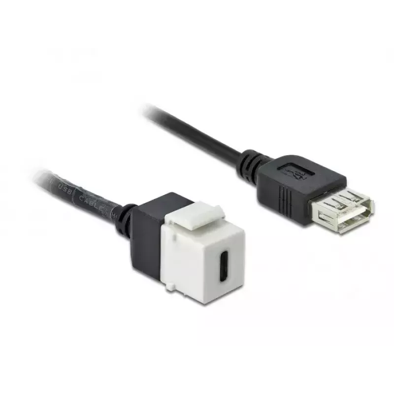 Keystone-moduuli DeLOCK 86391 USB C litteä musta valkoinen