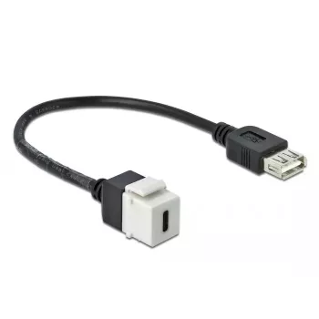 Keystone-moduuli DeLOCK 86391 USB C litteä musta valkoinen