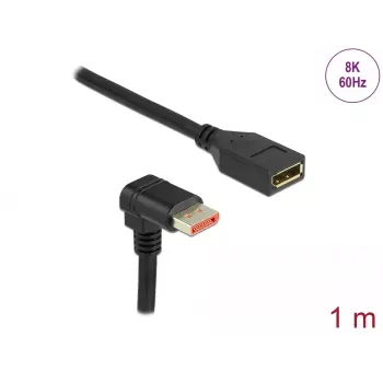 DisplayPort-jatkokaapeli DeLOCK 90° alaspäin kulma 8K 1 m