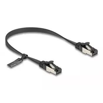 Verkkokaapeli DeLOCK RJ45 litteä patch-kaapeli uros - uros Cat.8.1 0,25 m musta