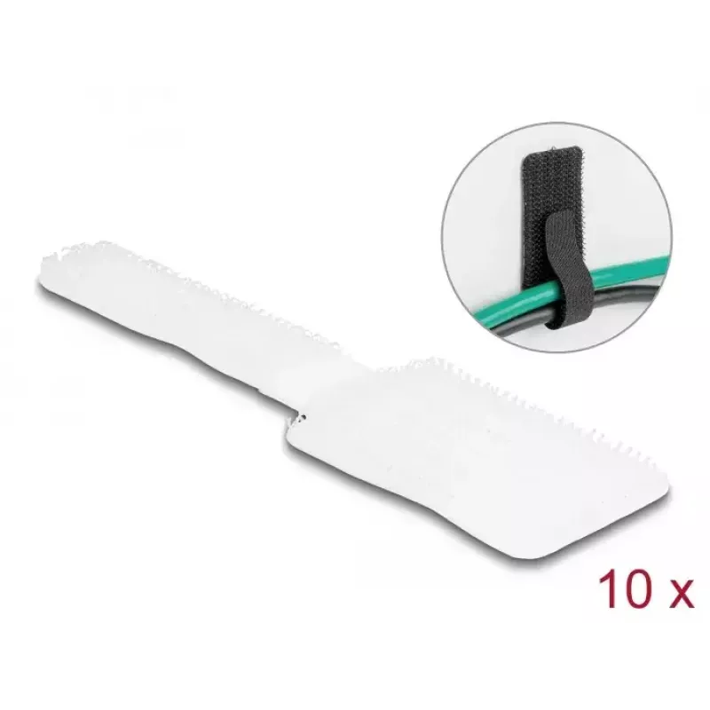 DeLOCK mini-tarranauha kaapelipidike P 90 mm x L 24 mm itseliimautuva 10 kpl valkoinen