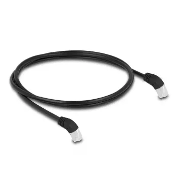 DeLOCK RJ45-verkkokaapeli Cat.6A S/FTP 45° alaspäin kulma 1 m musta