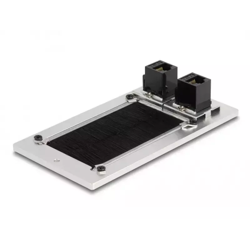 DeLOCK kaapelinläpivienti harjalla ja 2 x RJ45 Keystone -moduuli Cat.6 alumiini