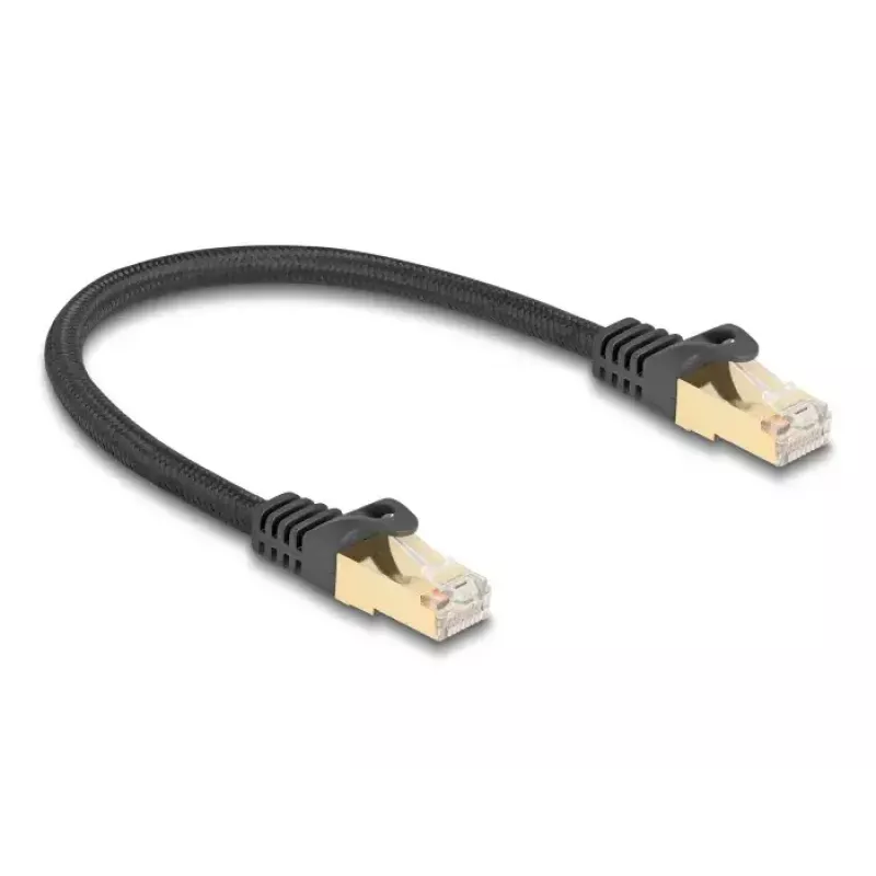 Verkkokaapeli DeLOCK RJ45 80315 uros - uros Cat.6A 0,25 m musta