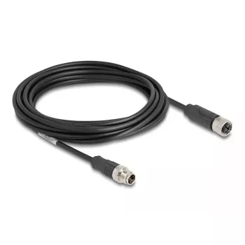 Verkkokaapeli DeLOCK M12 kaapeli X-koodattu 8-napainen uros naaras Cat5e 5 m musta