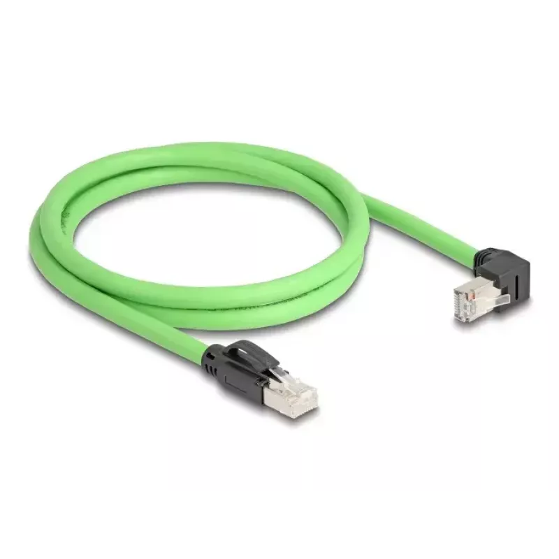 Verkkokaapeli DeLOCK RJ45 Cat.6A uros-uros kulma 1 m vihreä