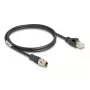 Verkkokaapeli DeLOCK M12-kaapeli X-koodattu 8-napainen urosliitin RJ45-urosliittimeen Cat5e 1 m musta