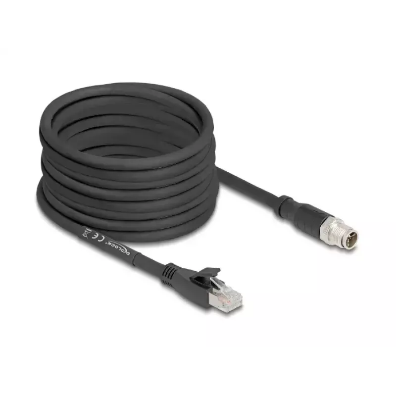 Verkkokaapeli DeLOCK 80586 M12 - RJ-45 Cat5e 10 m musta