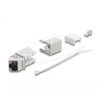 Keystone-moduuli DELOCK 90937 – RJ-45 Cat.6A suojattu 90° kulma, matala rakenne, valkoinen