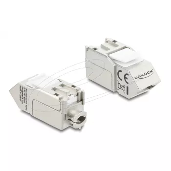 Keystone-moduuli DELOCK 90937 – RJ-45 Cat.6A suojattu 90° kulma, matala rakenne, valkoinen