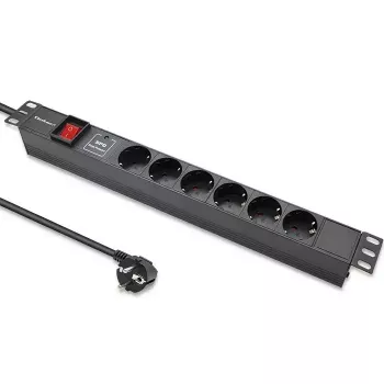 Pistorasialista RACK 19 1U QOLTEC PDU 16A 6xSCHUKO 1,8 m